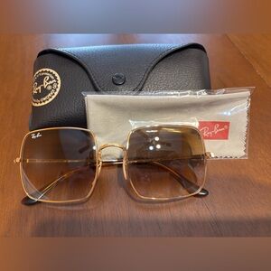 Ray-Ban Gold Sunglasses with Gradient Brown Lenses